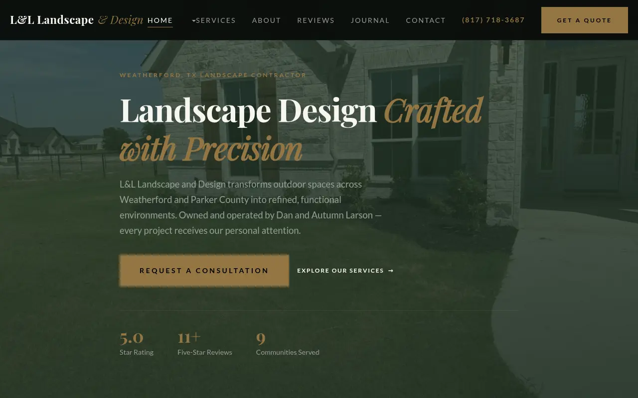 L&L Landscape Design website — PageSpeed 96, DR 63