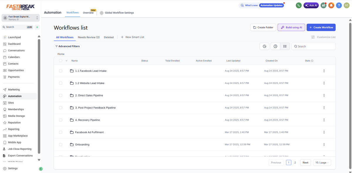 Automated booking and lead follow-up workflow for a local service business