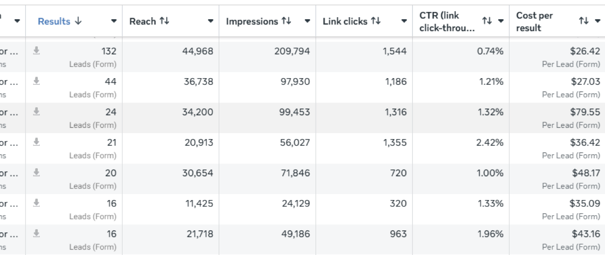 Paid Meta and Instagram advertising dashboard for service business campaigns